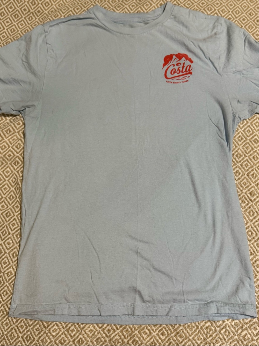 Costa Light Blue Short Sleeve Tee with Red Logo